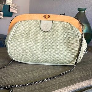 Patricia Nash Mint green and wood crossbody bag